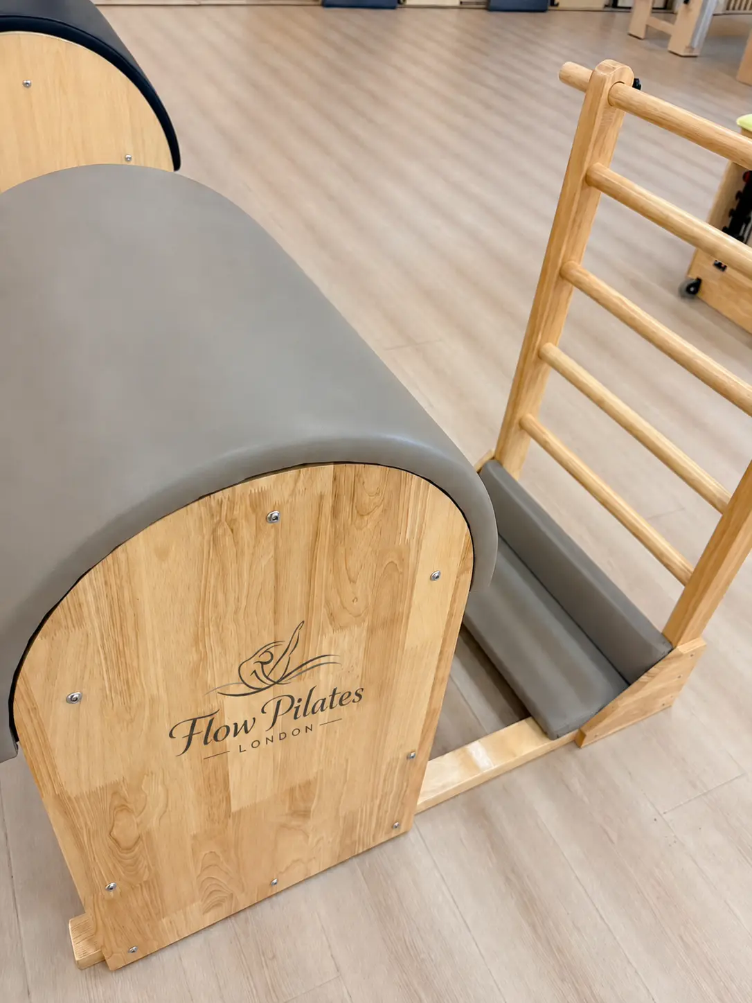 Ladder barrel engraved with a studio logo